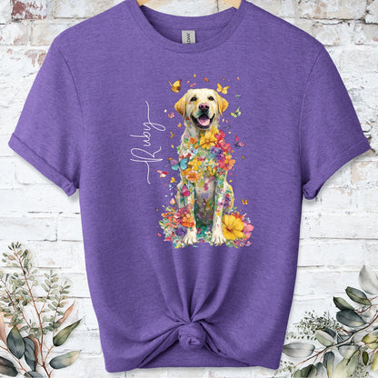 Yellow Labrador #3 Floral Personalized T shirt