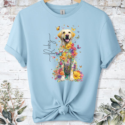 Yellow Labrador #3 Floral Personalized T shirt