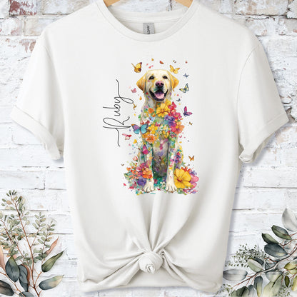 Yellow Labrador #3 Floral Personalized T shirt