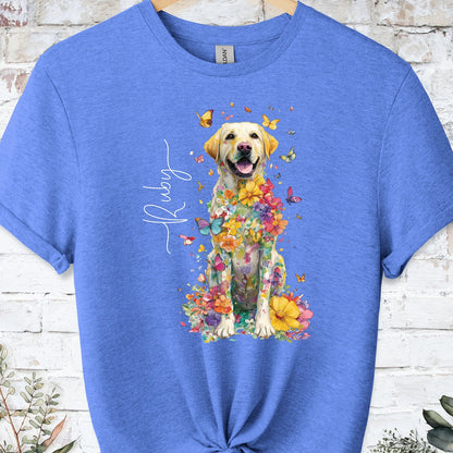 Yellow Labrador #3 Floral Personalized T shirt
