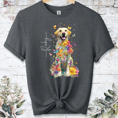 Yellow Labrador #3 Floral Personalized T shirt