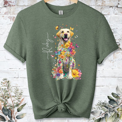 Yellow Labrador #3 Floral Personalized T shirt