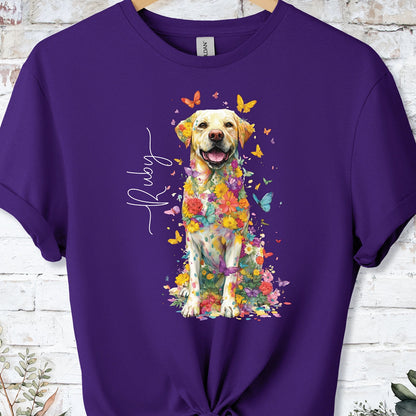 Yellow Labrador #4 Floral Personalized T shirt