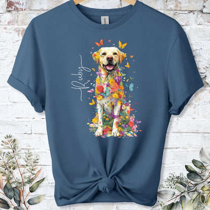 Yellow Labrador #4 Floral Personalized T shirt