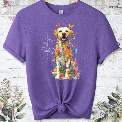 Yellow Labrador #4 Floral Personalized T shirt