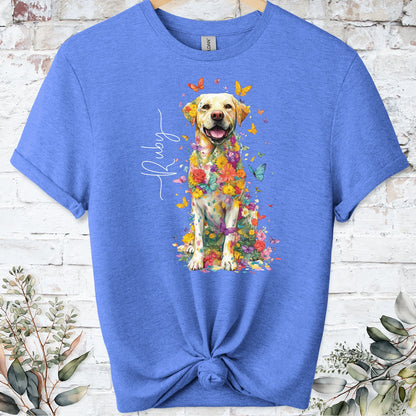 Yellow Labrador #4 Floral Personalized T shirt