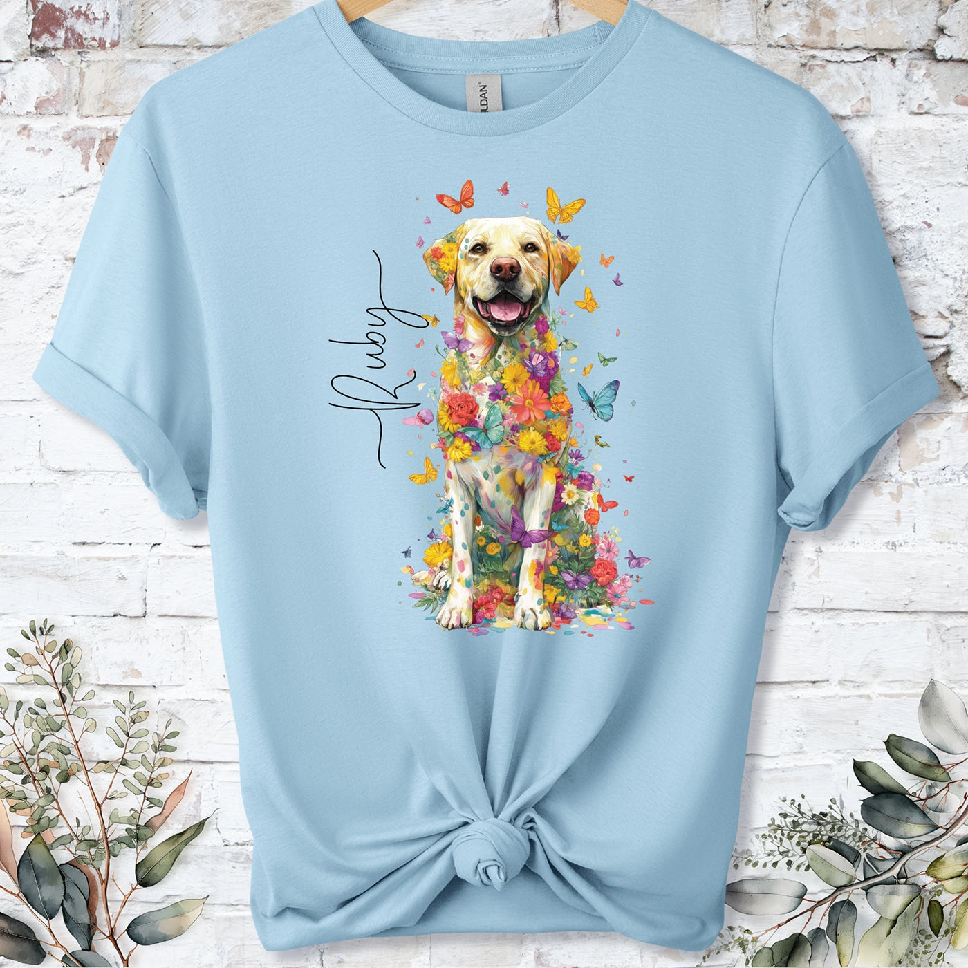 Yellow Labrador #4 Floral Personalized T shirt