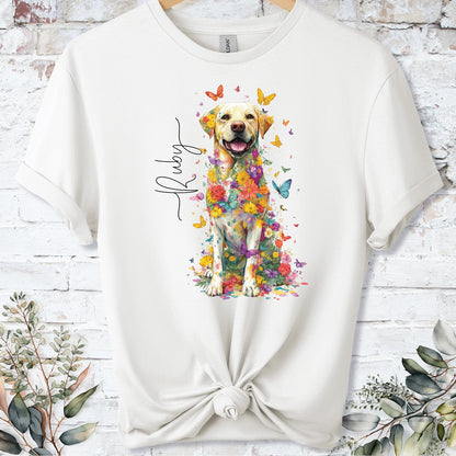 Yellow Labrador #4 Floral Personalized T shirt