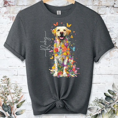 Yellow Labrador #4 Floral Personalized T shirt