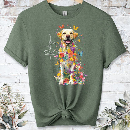 Yellow Labrador #4 Floral Personalized T shirt