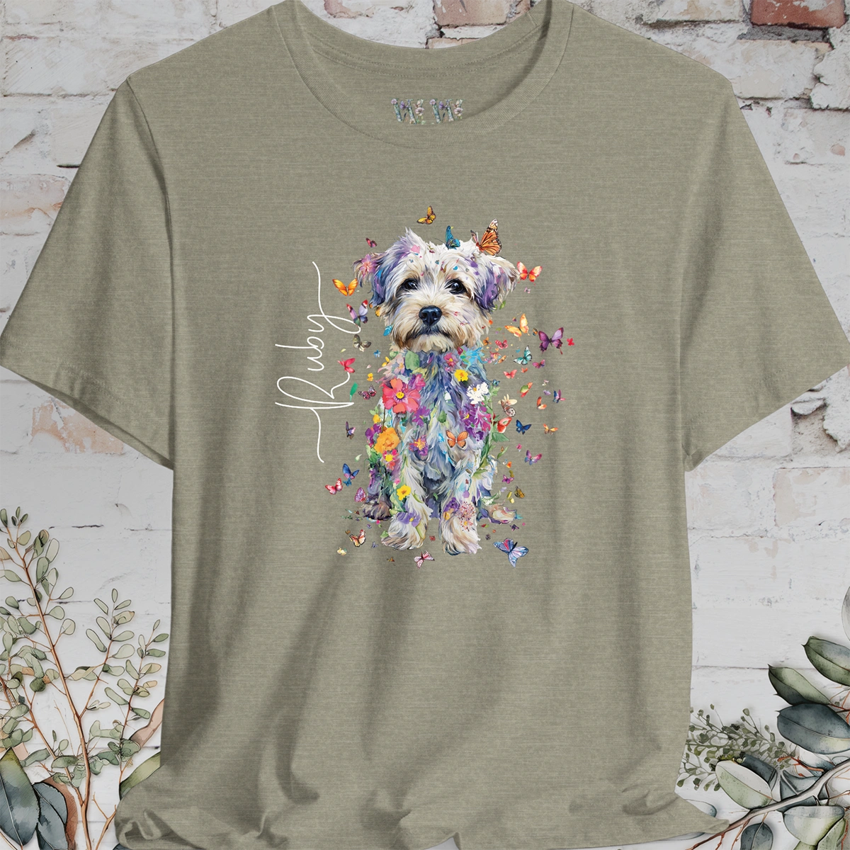 Yorkipoo Floral Personalized T shirt