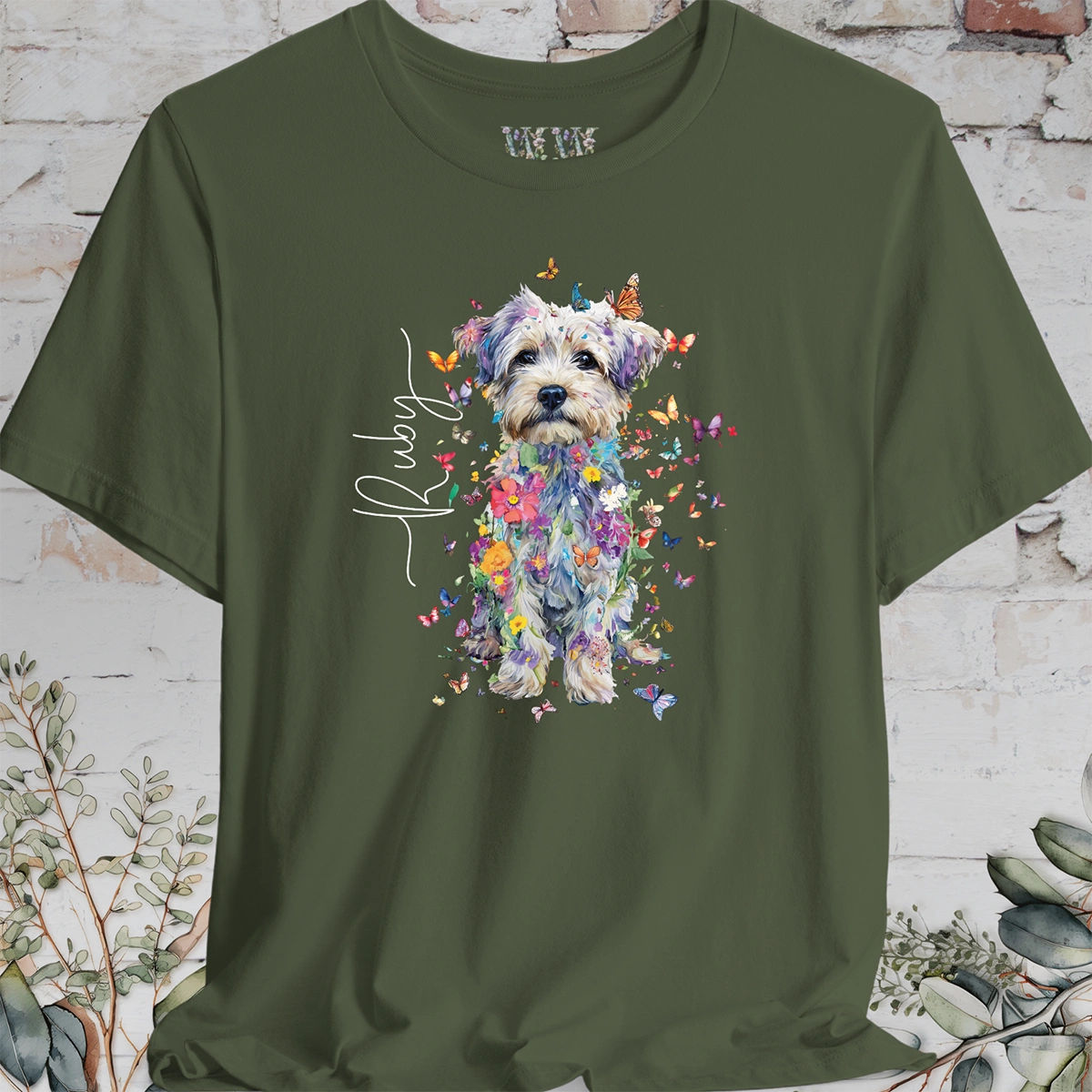 Yorkipoo Floral Personalized T shirt
