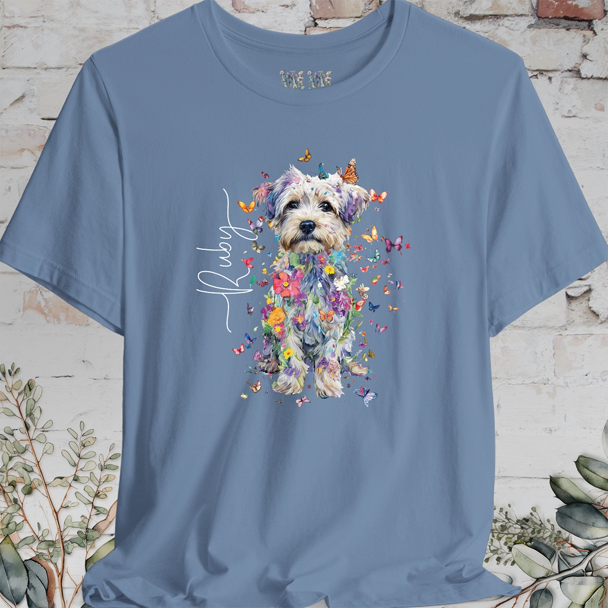 Yorkipoo Floral Personalized T shirt