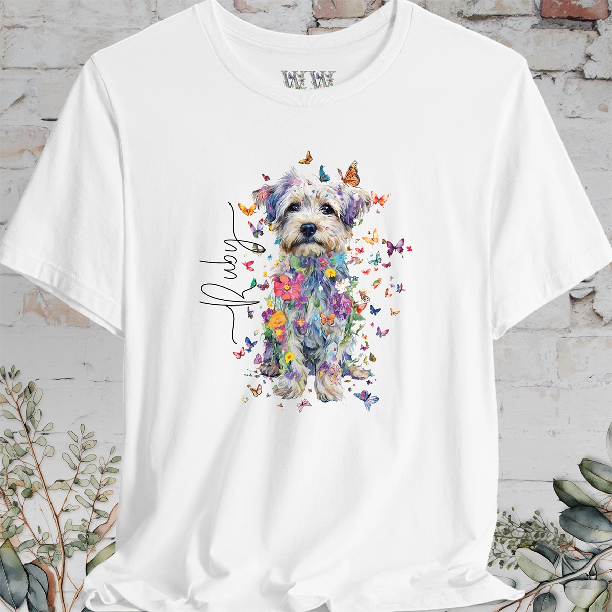 Yorkipoo Floral Personalized T shirt