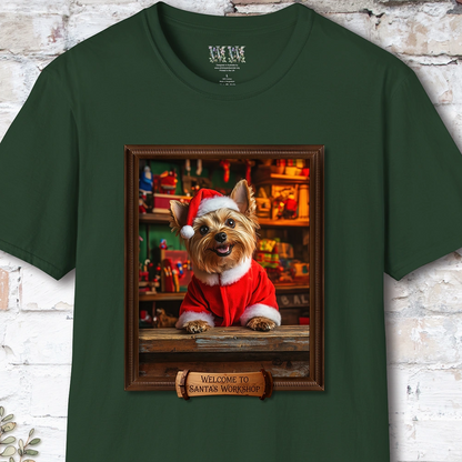 Yorkshire Terrier Santa's Workshop Unisex T shirt