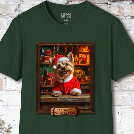 Yorkshire Terrier Santa's Workshop Unisex T shirt