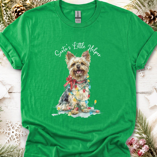 Yorkshire Terrier #2 Santas little helper, unisex T shirt