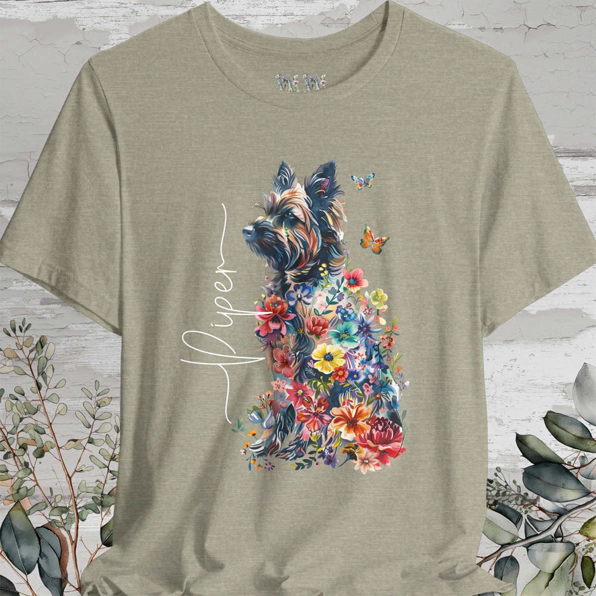 Yorkshire Terrier Floral Personalized T shirt