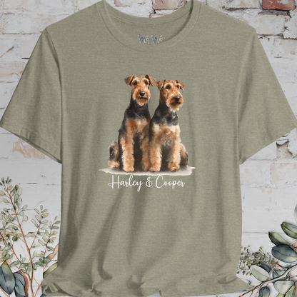 Airedale Terrier Duo Watercolour Personalised T shirt