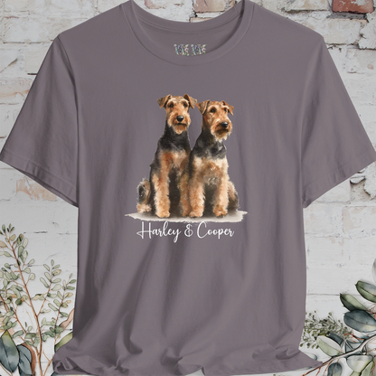 Airedale Terrier Duo Watercolour Personalised T shirt