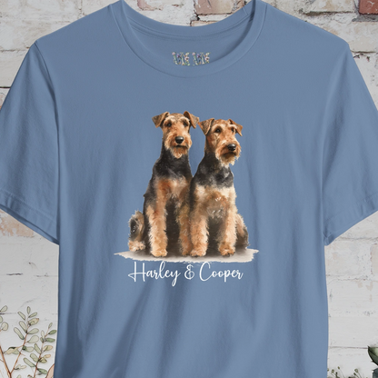Airedale Terrier Duo Watercolour Personalised T shirt