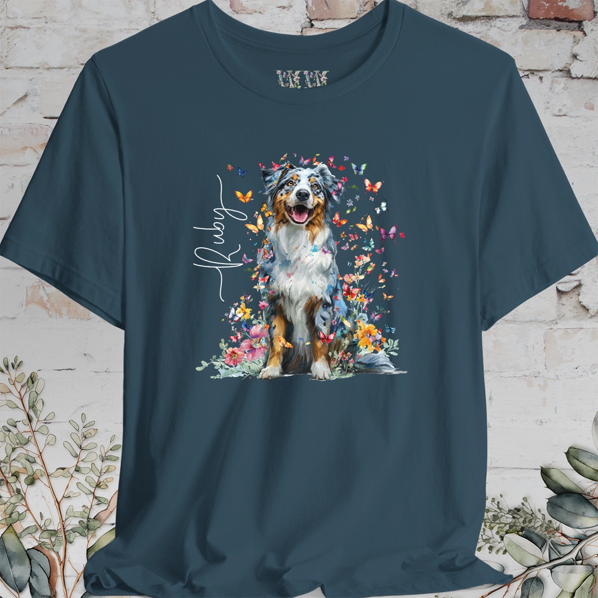 Australian Shepherd #3 Floral Personalized T shirt