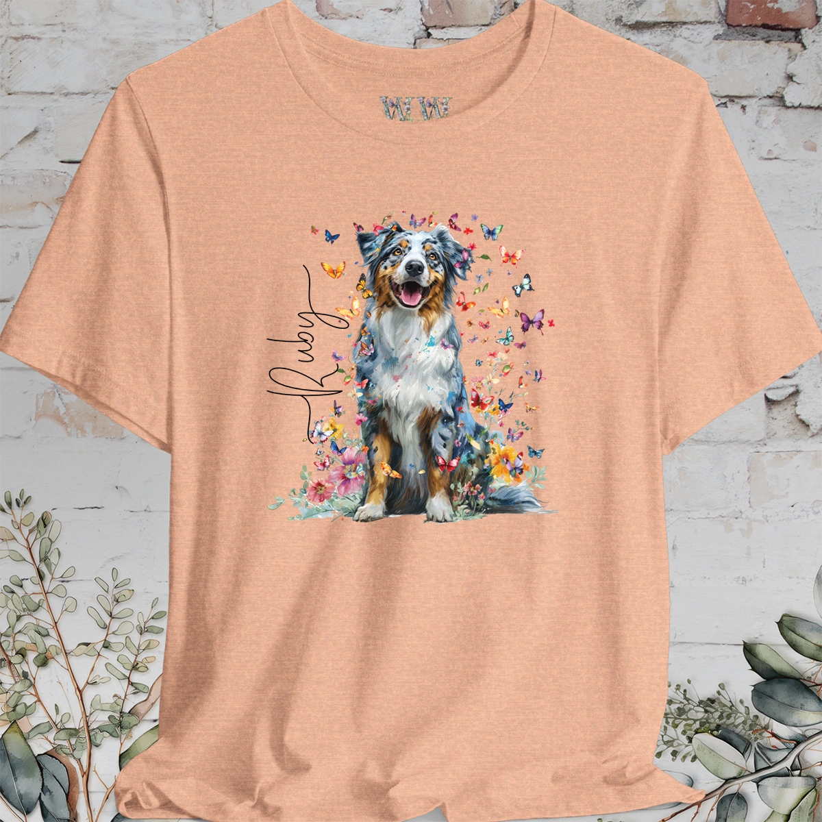 Australian Shepherd #3 Floral Personalized T shirt