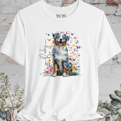 Australian Shepherd #3 Floral Personalized T shirt