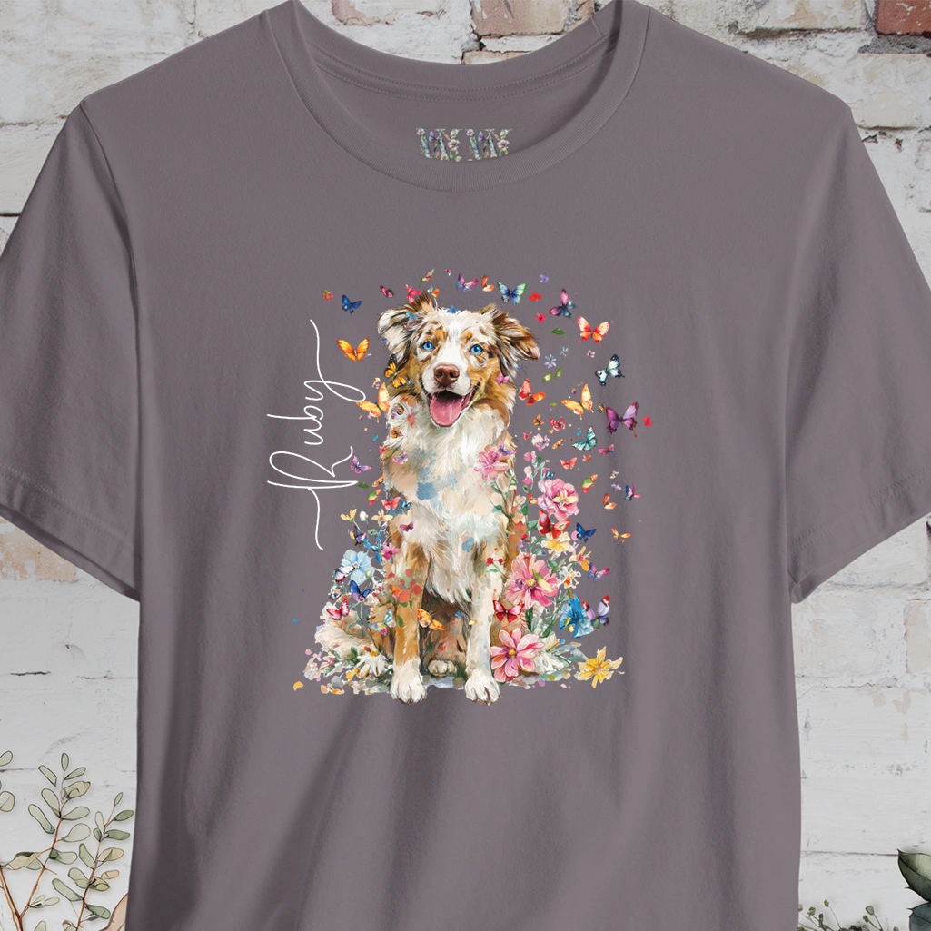 Australian Shepherd #4 Floral Personalized T shirt