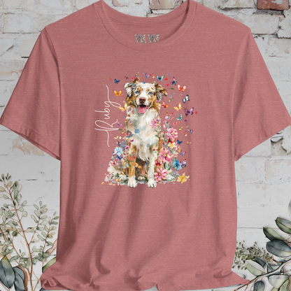 Australian Shepherd #4 Floral Personalized T shirt