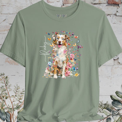 Australian Shepherd #4 Floral Personalized T shirt