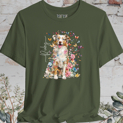 Australian Shepherd #4 Floral Personalized T shirt