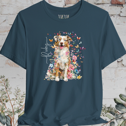Australian Shepherd #4 Floral Personalized T shirt