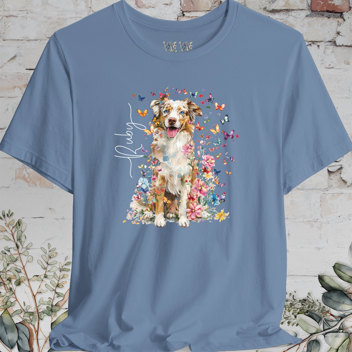Australian Shepherd #4 Floral Personalized T shirt