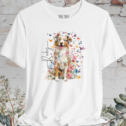 Australian Shepherd #4 Floral Personalized T shirt