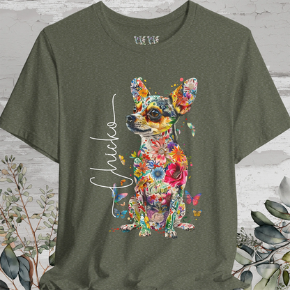 Chihuahua, Black, Floral Personalized T shirt