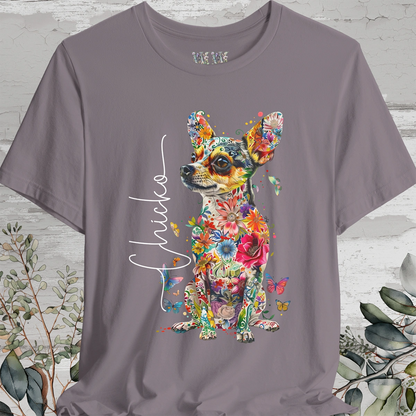 Chihuahua, Black, Floral Personalized T shirt