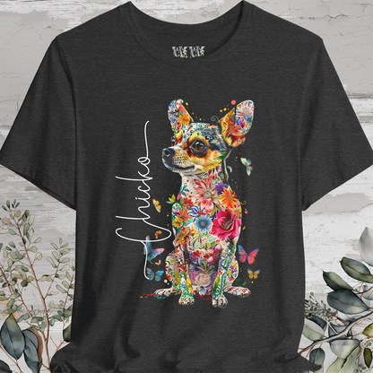 Chihuahua, Black, Floral Personalized T shirt