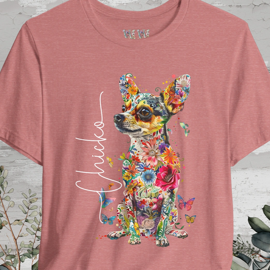 Chihuahua, Black, Floral Personalized T shirt