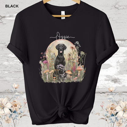Black Labrador Cottage Garden Personalized T Shirt