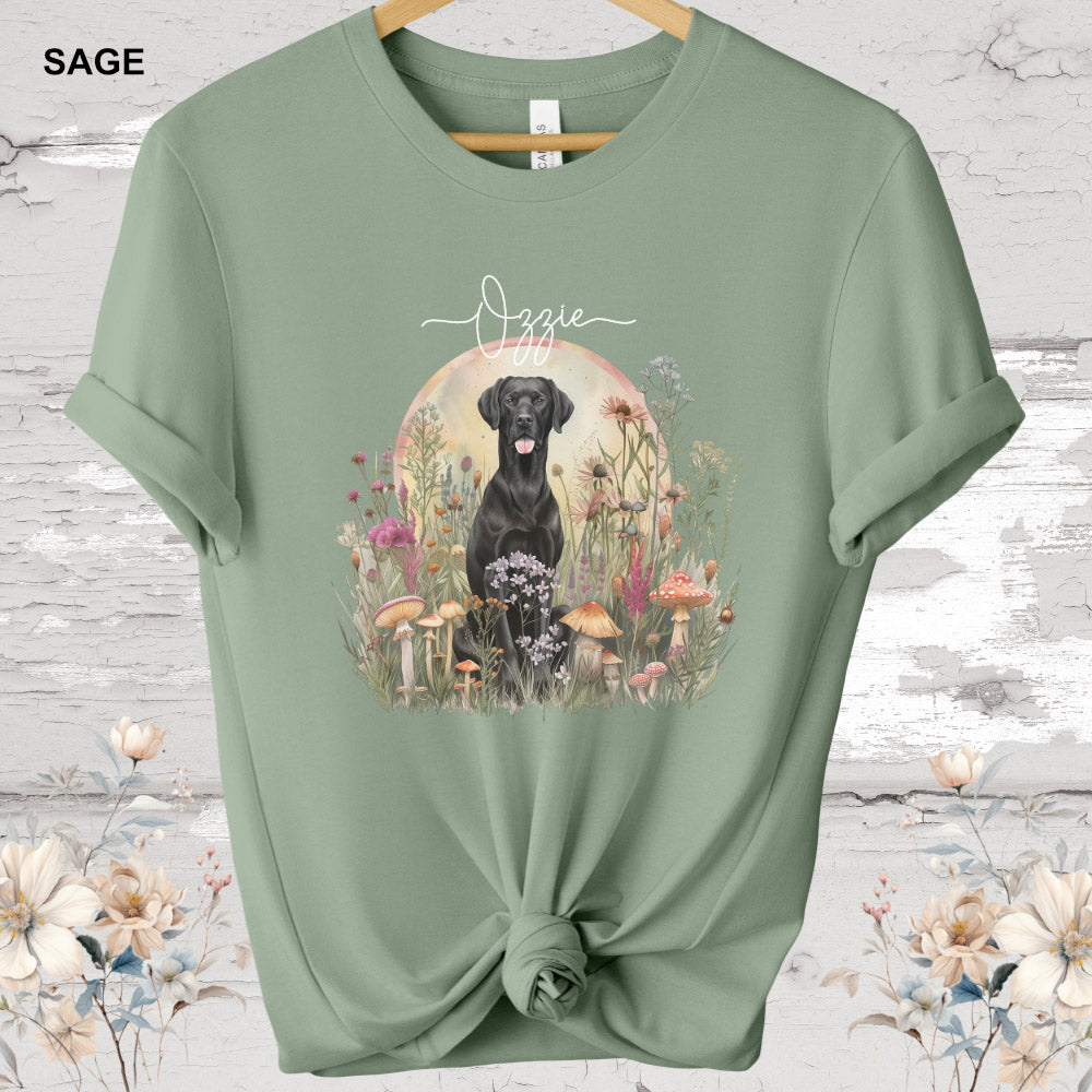 Black Labrador Cottage Garden Personalized T Shirt