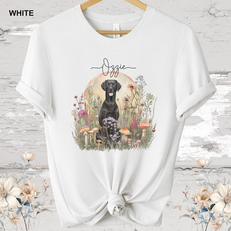 Black Labrador Cottage Garden Personalized T Shirt