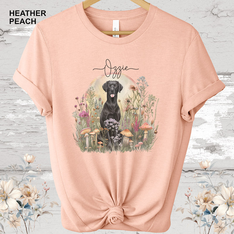 Black Labrador Cottage Garden Personalized T Shirt
