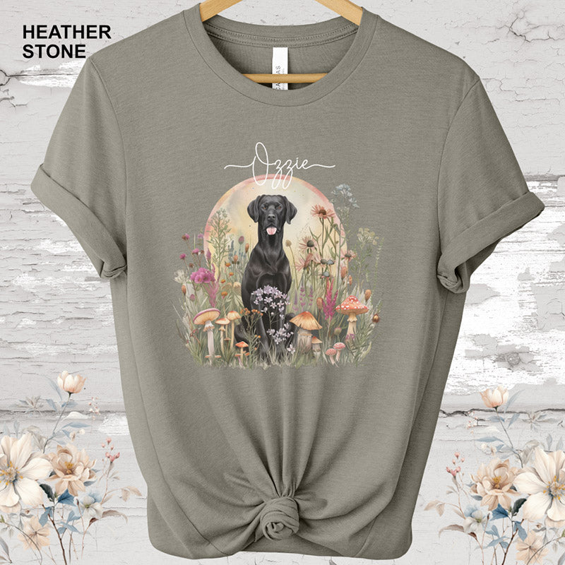Black Labrador Cottage Garden Personalized T Shirt