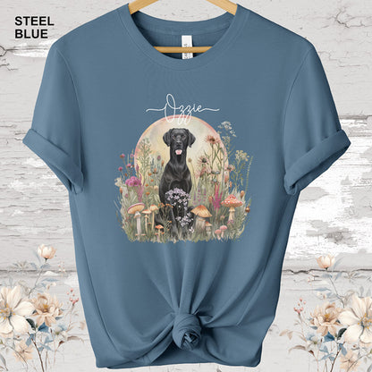 Black Labrador Cottage Garden Personalized T Shirt
