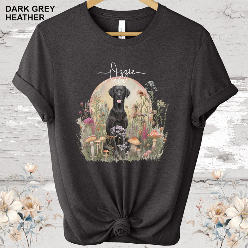 Black Labrador Cottage Garden Personalized T Shirt