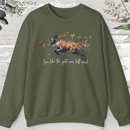 Black Labrador, Live like the gate was left open, unisex Sweatshirt