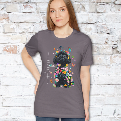 Black Shih Tzu Floral Personalized T shirt