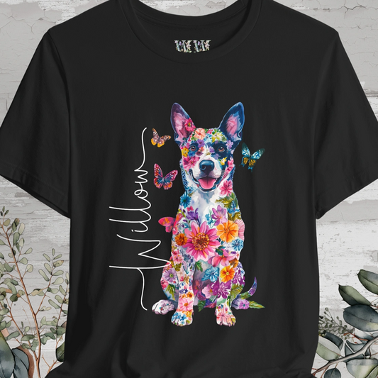 Australian Cattle Dog (Blue Heeler ) Floral Personalized T shirt