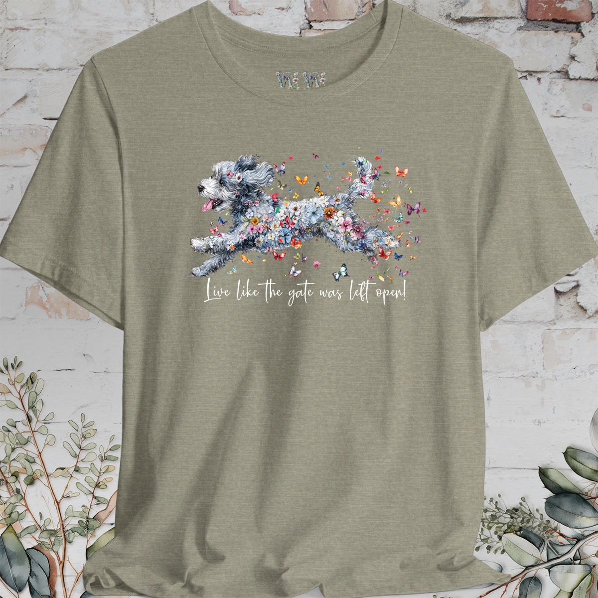 Aussie Doodle #2 "Live like the gate was left open" Unisex T shirt